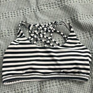 Striped Black and White Sports Bra